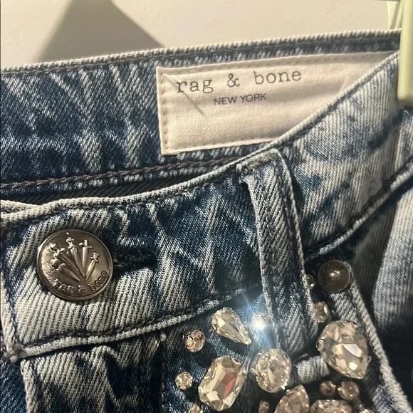 rag & bone Light Blue Embellished Flare Jeans - Picture 3 of 11